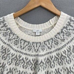 J. Jill Nordic fair sweater in a cream and gray patterned knit.